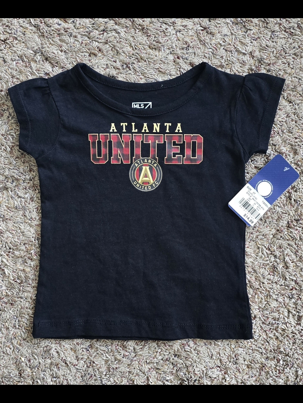 Atlanta United Girls Black Logo Short Sleeve Tee